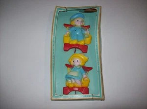 Vintage Miller Wall Plaque Chalk Ware DUTCH KIDS Boy & Girl in Original Box - Picture 1 of 10