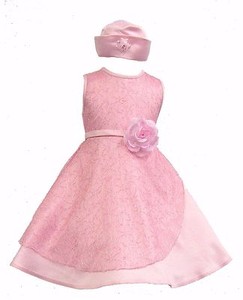 Baby Infant Toddler Girl Pageant Easter Wedding Formal Pink Party Dress 0-36M