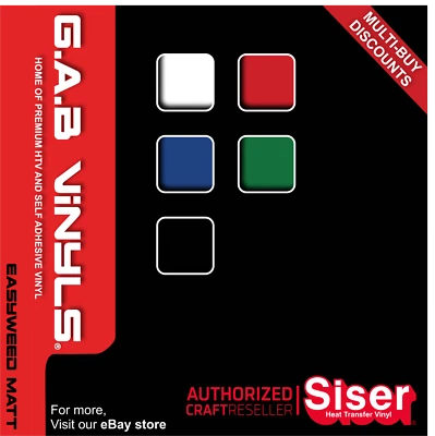 A4 sheets - Siser EasyWeed MATT - PREMIUM HTV Vinyl - Iron on - G.A.B Vinyls