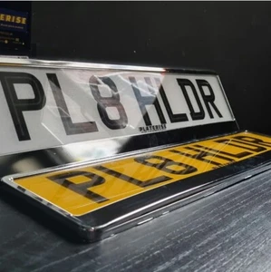 New X2 Chrome Number Plate Surrounds Holder Frame For Any Car - Picture 1 of 4
