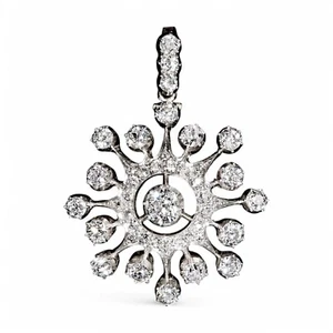 Victorian old-cut diamond starburst / flower pendant 5.90 ct in original box - Picture 1 of 18