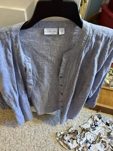 Kim Robers PetiteXL denim look shirt, button down, adjustable sleeves, very cute - Picture 1 of 4