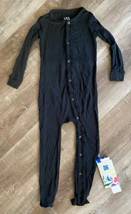 KICKEE PANTS KIDS~nwt~black solid muffin ruffle pajama~size 5~NEW~snaps - Picture 1 of 5