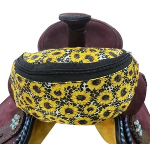 Showman Sunflower & Cheetah Print Insulated Nylon Saddle Pouch - Picture 1 of 1