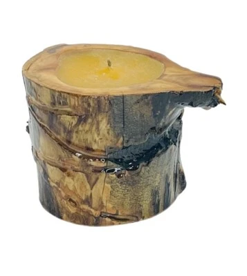 Tree Trunk Limb Bark Candle Holder Handmade Natural Epoxy Rustic Ranch Primitive - Image 1 of 4