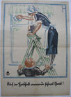 Plakat Unfallverhütung im Haushalt Orig Farblithografie 1930 Entwurf Fries 
