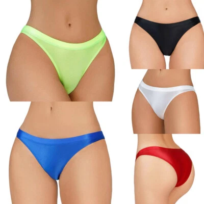 5 Pack Lot Sexy Womens Satin Panties Underwear Bikinis Lingeries Low Waist Brief - Image 1 of 4