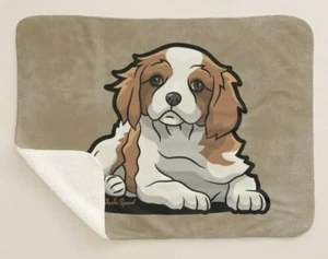Cavalier King Charles Spaniel Puppy Dog Pose Brown Sherpa Fleece Throw Blanket - Imagen 1 de 4