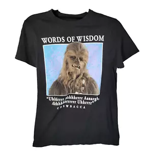Star Wars T-Shirt Herren Gr. Small schwarz Chewbacca Worte der Weisheit Pullover Logo - Bild 1 von 6