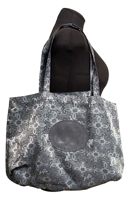 Sharif Snake Print Silver Gray Fabric Shoulder Bag Carry All Reusable Tote - Image 1 of 4