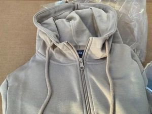 Studio Womens Full Zip Through Soft Fleece Hoodie Beige 20/22 Longline to knees - Picture 1 of 4