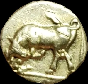 Lesbos, Mytilene 377-326 BC. 1/6 Stater EL Gold Hekte . Persephone & Bull. Rare - Picture 1 of 3