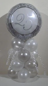 25TH SILVER WEDDING ANNIVERSARY - FOIL BALLOON DISPLAY - TABLE CENTREPIECE - Picture 1 of 6