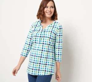 Denim & Co Women's Top Sz M Co. Regular Printed Jersey Tunic with White A484557 - Picture 1 of 4