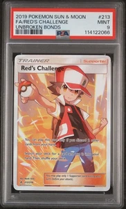 Red's Challenge 213/214 S&M Unbroken Bonds Full Art Trainer PSA 9 Pokemon Card - Picture 1 of 2