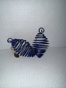Set Of 2 Blue Metal Tear Drop Spiral Ornaments With Glitter - Picture 1 of 3