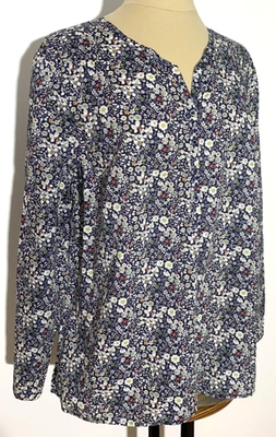 Liberty искусства ткани цветочный печать длинным рукавом туника стиль пуловер рубашка размер XL - Изображение 1 из 4