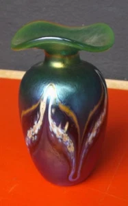 Beau vase jacquet forgeron coloré à cote 16 cm - signé au fond/daté 1989 - Photo 1/7
