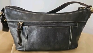 Tignanello CATALINA Leather Hobo Handbag Black Medium Pre-owned - Picture 1 of 12