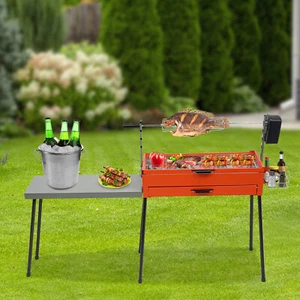 Barbecue Grill Chicken Grill With Side Table For BBQ Camping Height Adjustable - Picture 1 of 19