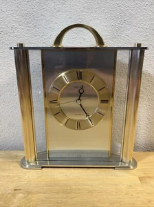 Vintage Seiko Shelf Mantel Clock Gold Silver Quartz QQZ188G 10.5" Tall Japan EXC - Picture 1 of 8