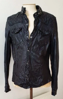 *ICONIC* ALL SAINTS PHANTON BLACK SOFT LEATHER SHIRT JACKET, MEDIUM - Image 1 of 4