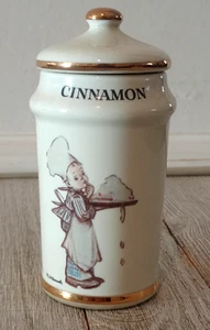 Vintage 1987 MJ Hummel Cinnamon Gold Trim Porcelain Spice Jar 4” Made In Japan - Picture 1 of 6