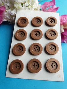 67 / Splendid Plate 12 Buttons Light Brown Retro Buttons B S FRANCE Vintage - Picture 1 of 5