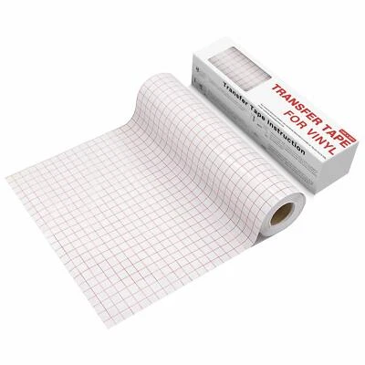 Transfer Tape For Vinyl 12" x 50 Feet Red Alignment Grid Medium Tack NEW AU - image 1 of 4