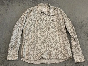 Guess Dillon Slim Fit Shirt Men's XL Grey Floral Linen Blend Long Sleeve Button - Picture 1 of 6