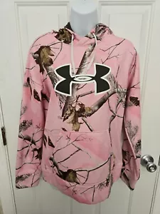 Suéter con capucha con logotipo de Under Armour PEQUEÑO para mujer rosa camuflaje realTree - Imagen 1 de 3