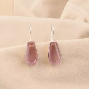Pendientes colgantes artesanales de plata de ley 925 con piedras preciosas de morganita de 1,26" - Imagen 1 de 6