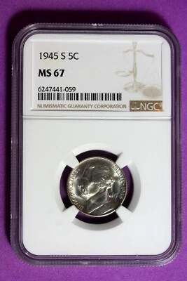 1945 S NGC MS67 Jefferson War Nickel #B33762 - Image 1 of 2