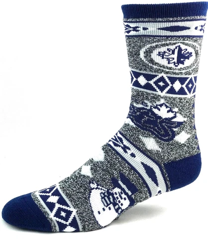 Winnipeg Jets Hockey Christmas Ugly Holiday Snowman Sweater Crew Socks Cover