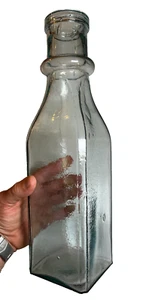 Antik 1890er viktorianisch große Gurke Olivenglas Glas Flasche Ring Hals geschnitzt - Bild 1 von 15