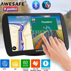 9"Awesafe Satellitare Navigatore con Bluetooth GPS Navigazione 3D Europe Mappa