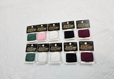 J&P Coats Embroidery Floss Cards Lot 10 Black Pink Burgundy Sage Green Cotton - Image 1 of 4