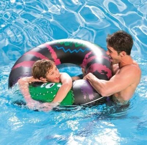 INFLATABLE RIVER GATOR 47 INCH RUBBER RING SWIMMING POOL RIDE ON TUBE - Picture 1 of 3