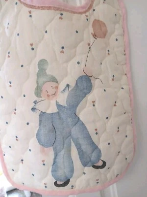 1983 REVERSIBLE BABY'S BIB- Boy or Girl-Blue & Pink Clown-Like Child w/ Balloon - Image 1 of 4