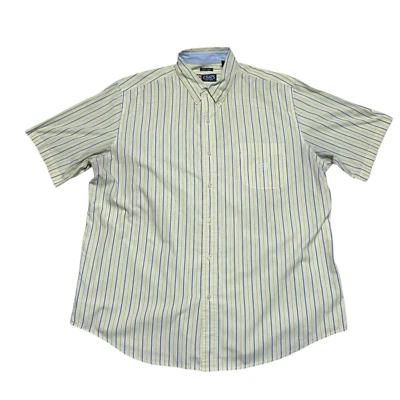 Chaps Ralph Lauren Shirt Mens XXL Yellow Striped Button Up Short Sleeve Pocket - Image 1 of 4