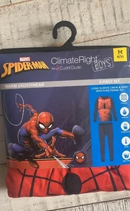 Marvel Spiderman Thermal Underwear Loungewear Pajama Shirt Pant Boys M - Picture 1 of 2