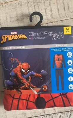 Marvel Spiderman Thermal Underwear Loungewear Pajama Shirt Pant Boys M - Image 1 of 2