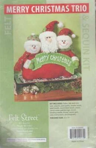 NIP!!!FELT/SEQUIN/BEAD KIT MERRY CHRISTMAS TRIO TOO CUTE!!! - Picture 1 of 1