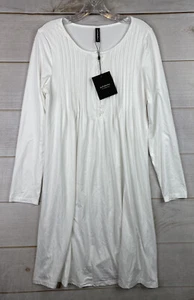 Just Fashion Now Dress Sz M White Long Sleeve Shift Pintuck Jersey Knit NWT - Picture 1 of 9