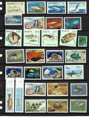 Fish; +60 commemorative stamps different, good format, MNH, EBW033 - Image 1 of 4