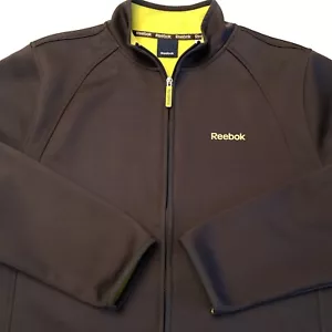 Reebok Soft Shell Track Jacket Men's Black Medium Fleece Lined Full Zip Front - Picture 1 of 11