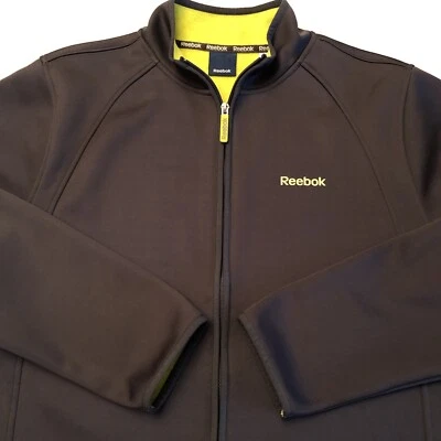 Reebok Dri Fit Full Zip Jacket Men's Medium Black Fleece Lined Mock Neck Stretch - Image 1 of 4