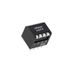 A6FR4101 Schalter: DIP-SWITCH Anzahl Sektionen: 4 ON-OFF 0,025A/24VDC OMRON OCB - Bild 1 von 1
