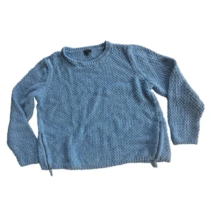 Maglione Talbots XL blu zip laterale maglia grossa pullover maculato 100% cotone - Foto 1 di 4