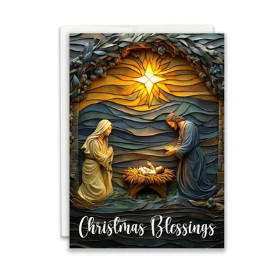 Nativity Blessings 宗教圣诞卡 - 24 件装 — 第 1/4 张图片